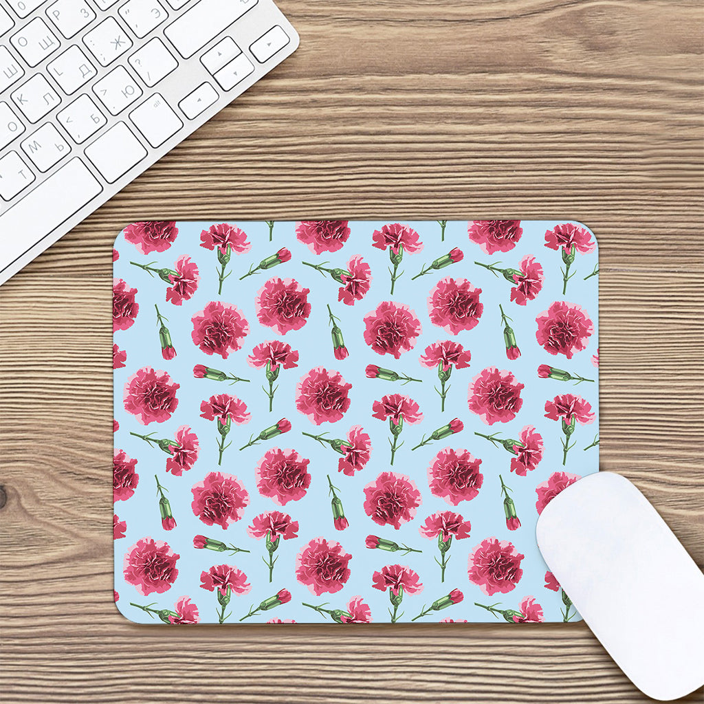 Pink Carnation Pattern Print Mouse Pad