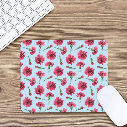 Pink Carnation Pattern Print Mouse Pad