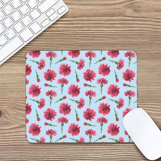Pink Carnation Pattern Print Mouse Pad