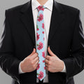 Pink Carnation Pattern Print Necktie