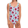 Pink Carnation Pattern Print One Piece Swimsuit