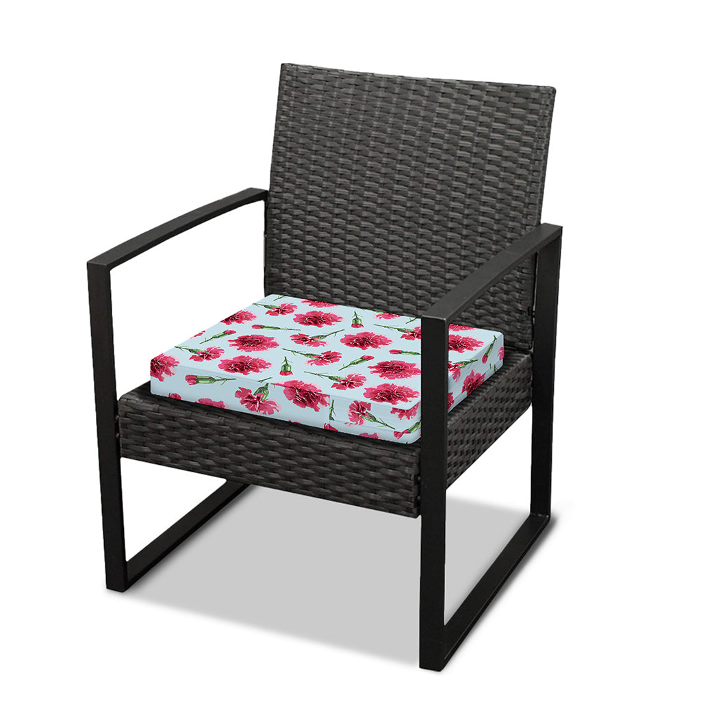 Pink Carnation Pattern Print Outdoor Seat Cushion Cover