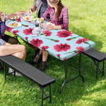Pink Carnation Pattern Print Picnic Table Cover
