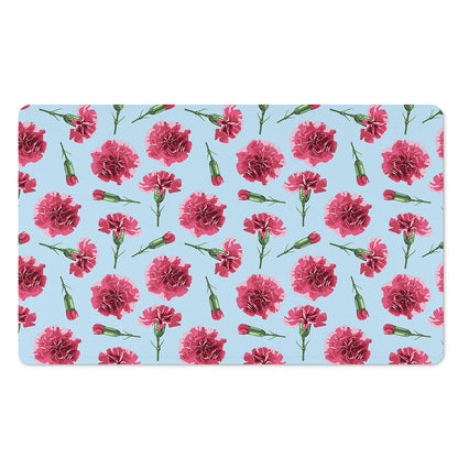 Pink Carnation Pattern Print Polyester Doormat