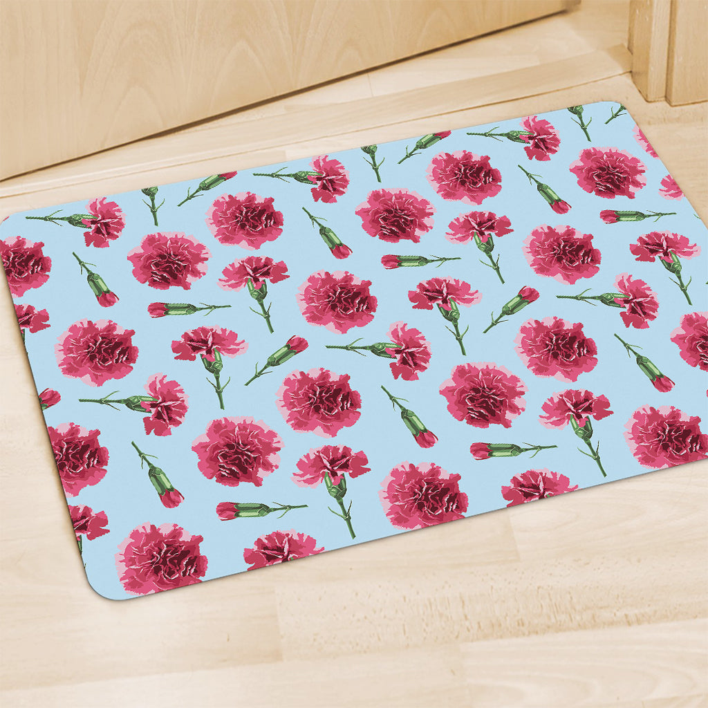 Pink Carnation Pattern Print Polyester Doormat