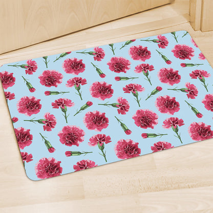Pink Carnation Pattern Print Polyester Doormat