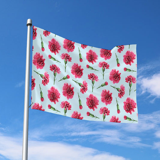 Pink Carnation Pattern Print Polyester Flag