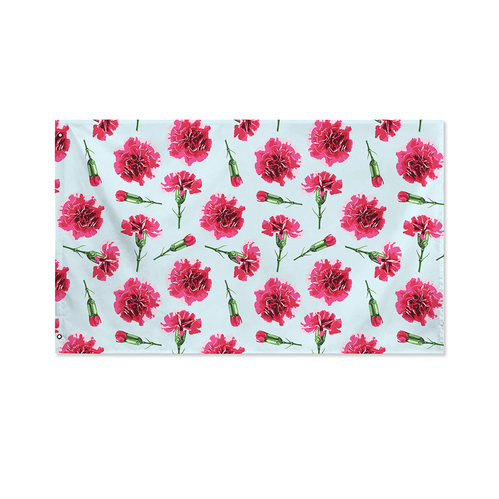 Pink Carnation Pattern Print Polyester Flag