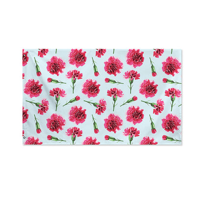 Pink Carnation Pattern Print Polyester Flag