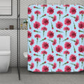 Pink Carnation Pattern Print Polyester Shower Curtain