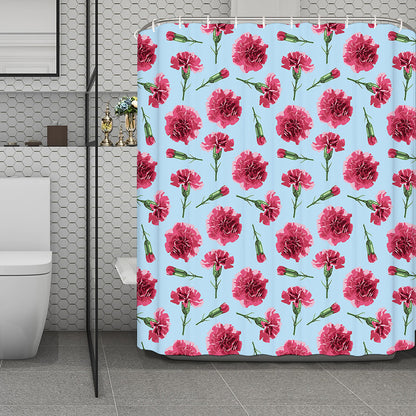Pink Carnation Pattern Print Polyester Shower Curtain