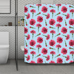Pink Carnation Pattern Print Polyester Shower Curtain