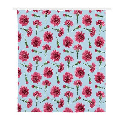 Pink Carnation Pattern Print Polyester Shower Curtain