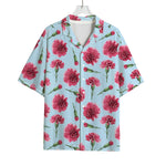 Pink Carnation Pattern Print Rayon Hawaiian Shirt