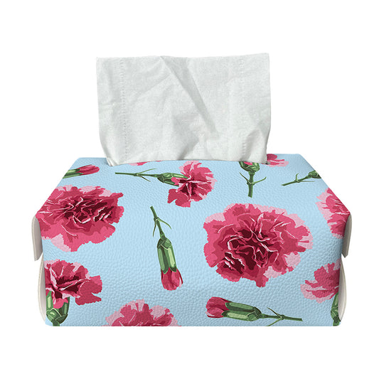 Pink Carnation Pattern Print Rectangle Tissue Box Cover