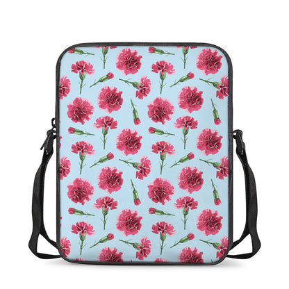 Pink Carnation Pattern Print Rectangular Crossbody Bag