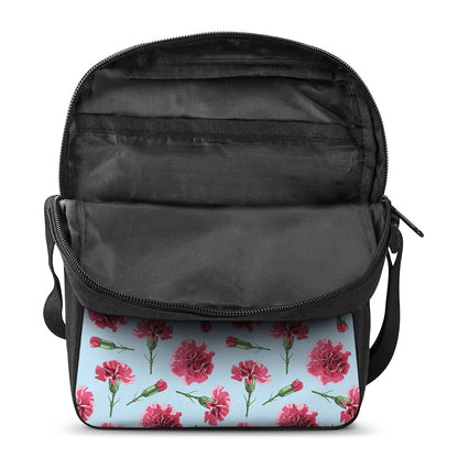 Pink Carnation Pattern Print Rectangular Crossbody Bag