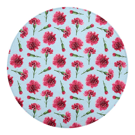 Pink Carnation Pattern Print Round Blanket