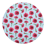 Pink Carnation Pattern Print Round Blanket