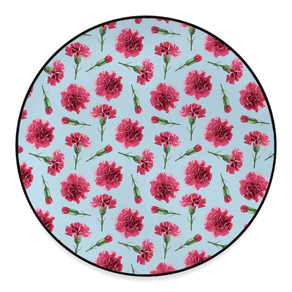 Pink Carnation Pattern Print Round Floor Mat