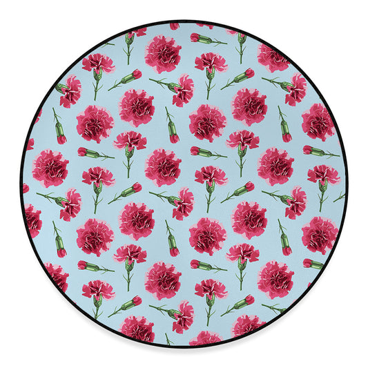Pink Carnation Pattern Print Round Floor Mat