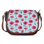 Pink Carnation Pattern Print Saddle Bag
