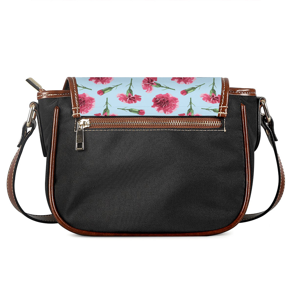 Pink Carnation Pattern Print Saddle Bag