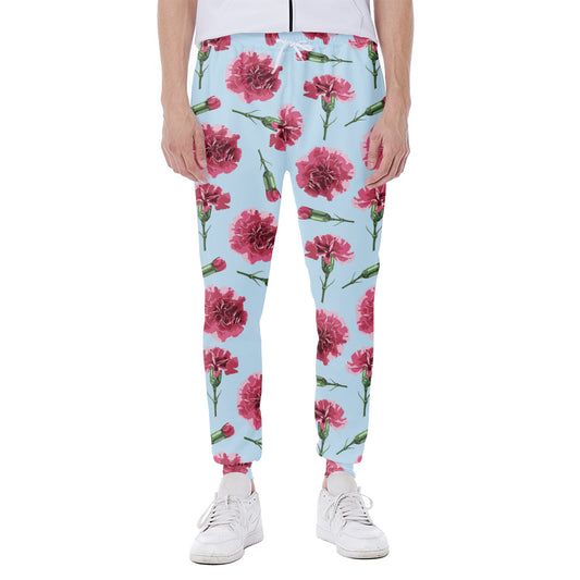 Pink Carnation Pattern Print Scuba Joggers