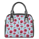 Pink Carnation Pattern Print Shoulder Handbag