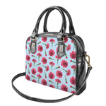 Pink Carnation Pattern Print Shoulder Handbag