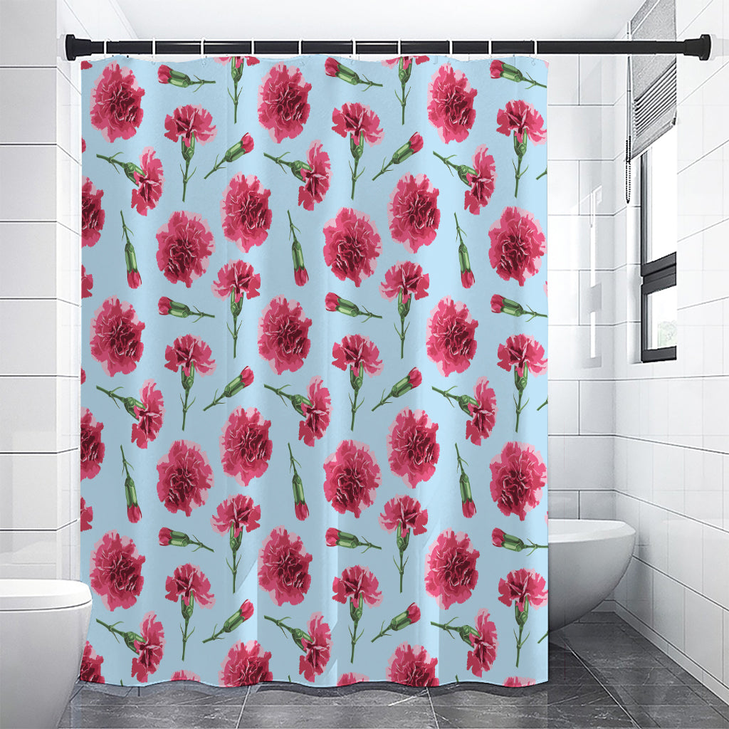 Pink Carnation Pattern Print Shower Curtain