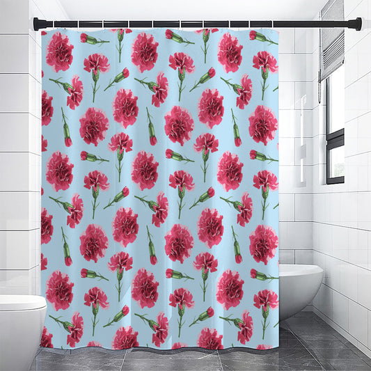 Pink Carnation Pattern Print Shower Curtain