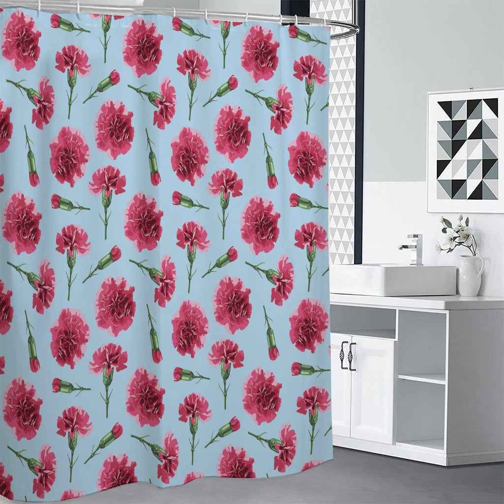 Pink Carnation Pattern Print Shower Curtain