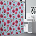 Pink Carnation Pattern Print Shower Curtain