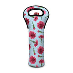Pink Carnation Pattern Print Single Neoprene Wine Tote