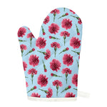 Pink Carnation Pattern Print Single Oven Mitt