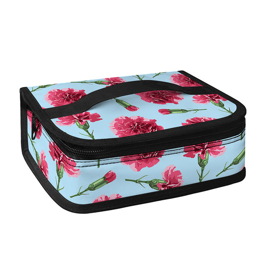 Pink Carnation Pattern Print Small Lunch Bag