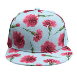 Pink Carnation Pattern Print Snapback Cap