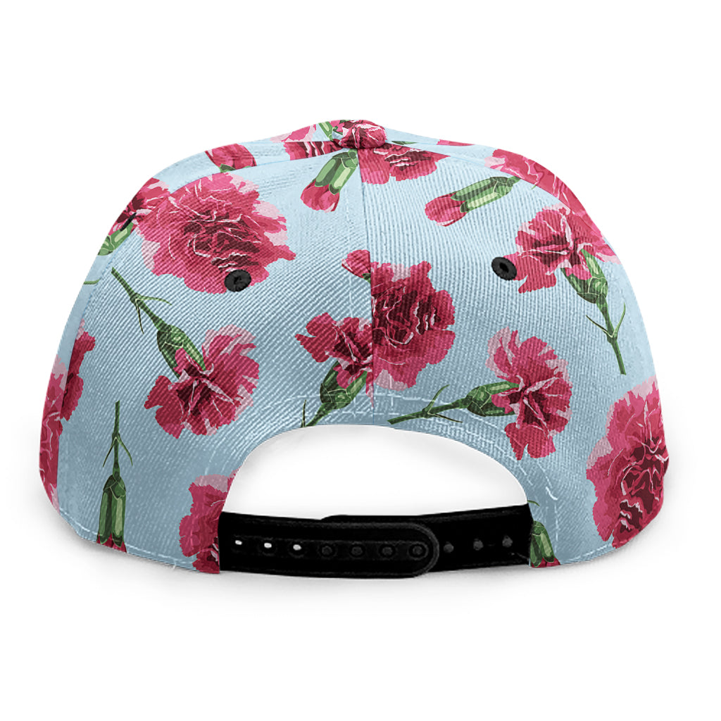 Pink Carnation Pattern Print Snapback Cap