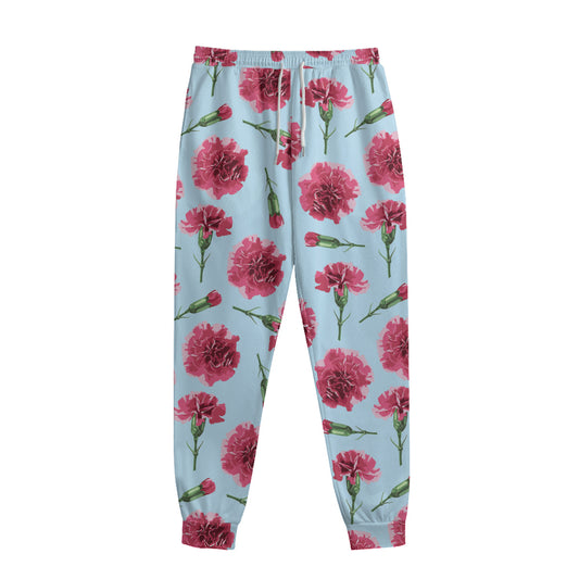 Pink Carnation Pattern Print Sweatpants