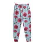 Pink Carnation Pattern Print Sweatpants