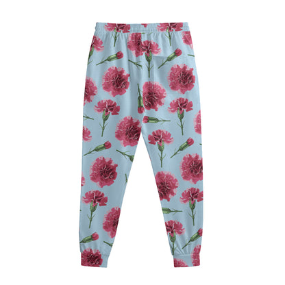 Pink Carnation Pattern Print Sweatpants