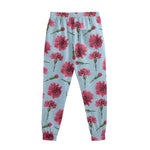 Pink Carnation Pattern Print Sweatpants