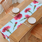 Pink Carnation Pattern Print Table Runner