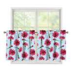 Pink Carnation Pattern Print Tier Curtains