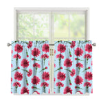 Pink Carnation Pattern Print Tier Curtains