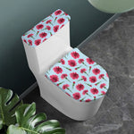 Pink Carnation Pattern Print Toilet Lid And Tank Cover Set