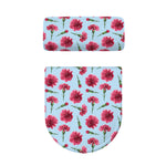 Pink Carnation Pattern Print Toilet Lid And Tank Cover Set