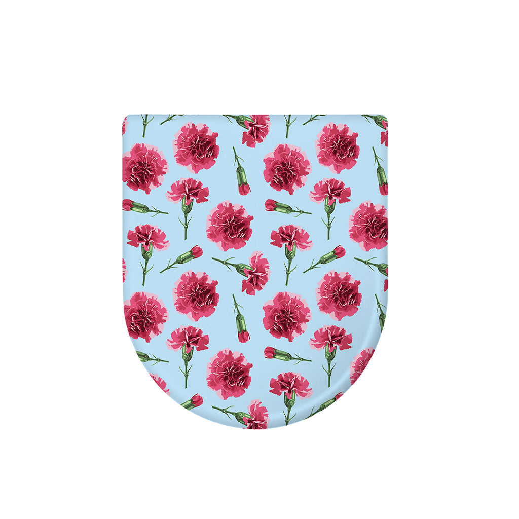 Pink Carnation Pattern Print Toilet Lid Cover