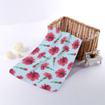 Pink Carnation Pattern Print Towel